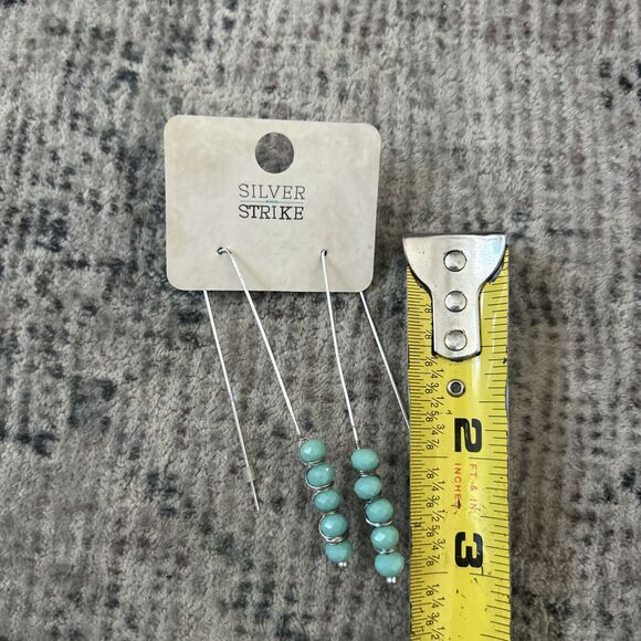 M&F Western Silver Strike Earrings Drop Aqua Beads NEW - Picture 4 of 4